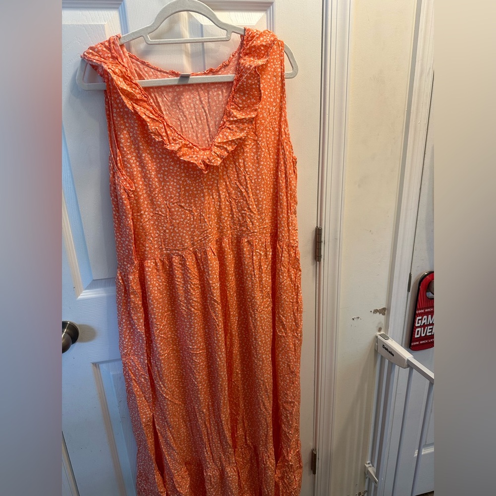 Old Navy Vibrant Orange Floral Dress